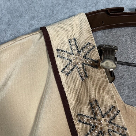 Anthropologie Diodore Dress Womens 12 Romantic Camel Silk Alpine Tie Back - Picture 5 of 16